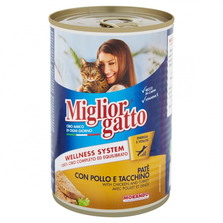 MORANDO GATTO LATTINA GR.405 PAT¾ POLLO/TACCHINO  