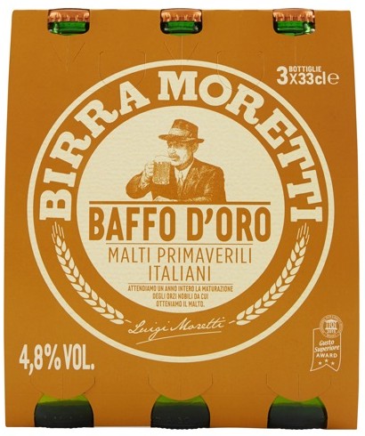 BIRRA MORETTI BAFFO D'ORO CL.33X3                 