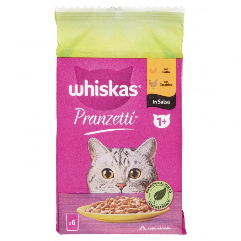 WHISKAS PRANZETTI CARNI B.CHE IN SALSA 1+ 50GR.X6 