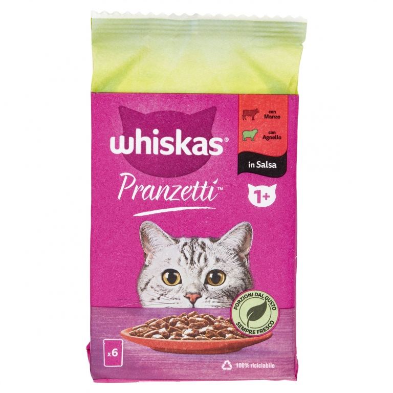 WHISKAS PRANZETTI  CARNI MISTE IN SALSA 1+ 50GR.X6