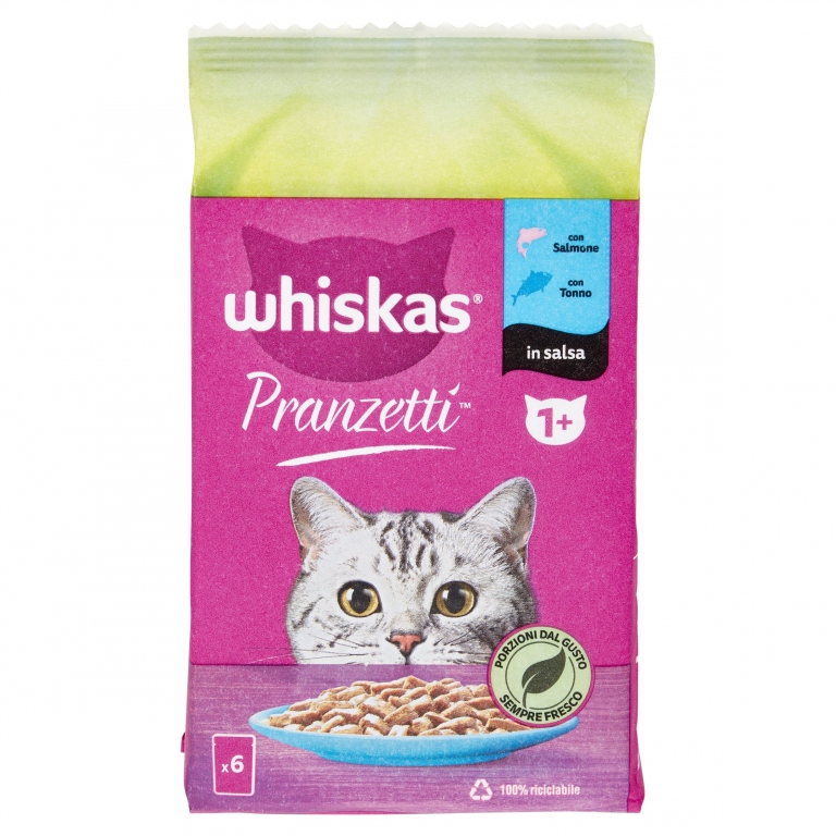 WHISKAS PRANZETTI PESCE IN SALSA 1+ 50GR.X6       