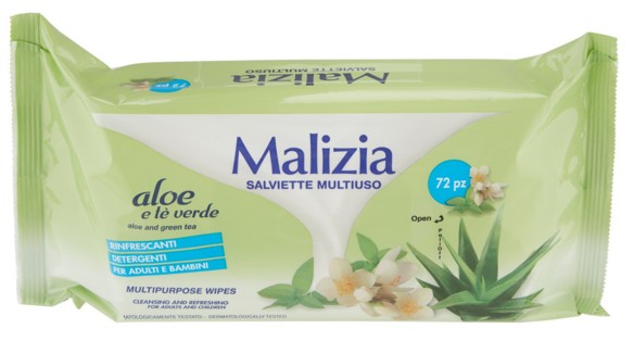 SALVIETTINE MULTIUSO MALIZIA ALOE TE VERDE 72 PZ  