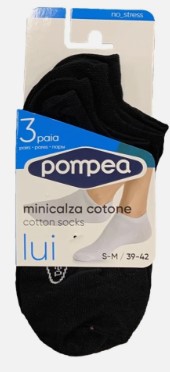 POMPEA MINICALZA COTONE LUI X3 NERO S/M           