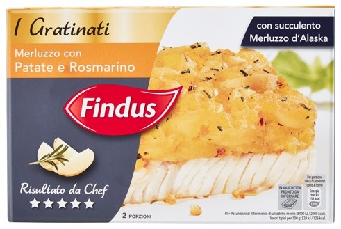 FILETTI MERLUZZO GRATIN.PATATE/ROSM.FINDUS G.380  