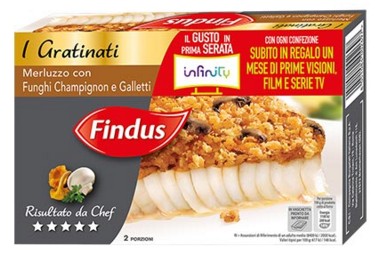 FILETTI MERLUZZO GRATINATI FUNGHI FINDUS G.380    