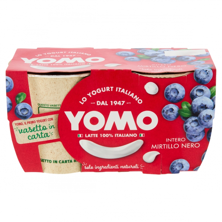 YOGURT YOMO 100% NATURALE MIRTILLO INTERO GR.125X2