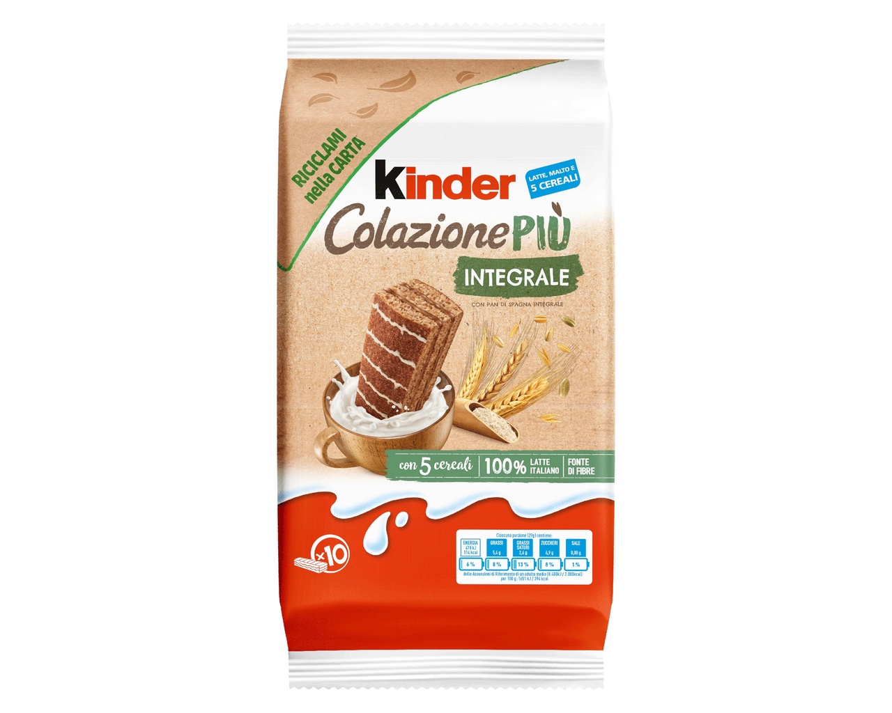 FERRERO KINDER COLAZIONE PIU'INTEGRALE T10        