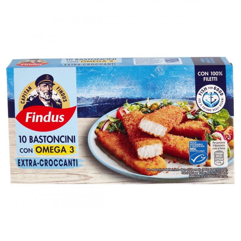 10 BASTONCINI OMEGA3 FINDUS GR.250                