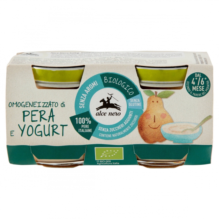 OMOGENEIZZATO PERA/YOGURT BIO ALCE NERO G80X2     