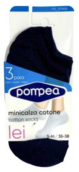 POMPEA MINICALZA COTONE LEI X3 BLU 39/42 M        