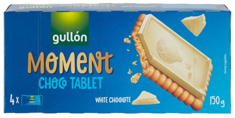 BISC.GULLON CHOCO TABLET MOMENT BIANCO GR.150     