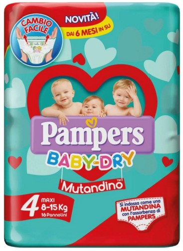 PANN.PAMPERS BABY DRY MUTANDINO N.4 PZ16 8-15 MAXI