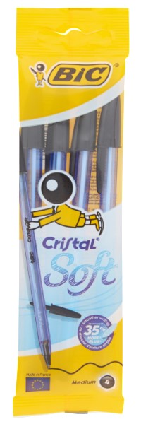 PENNA CRISTAL SOFT NERA POUCH4 BIC                