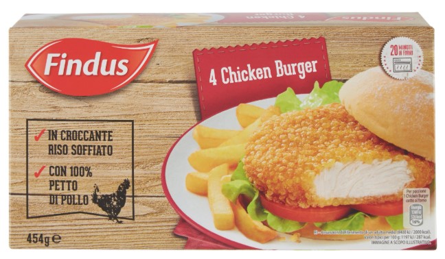 BURGER CHICKEN BURGER FINDUS X4 GR.454            