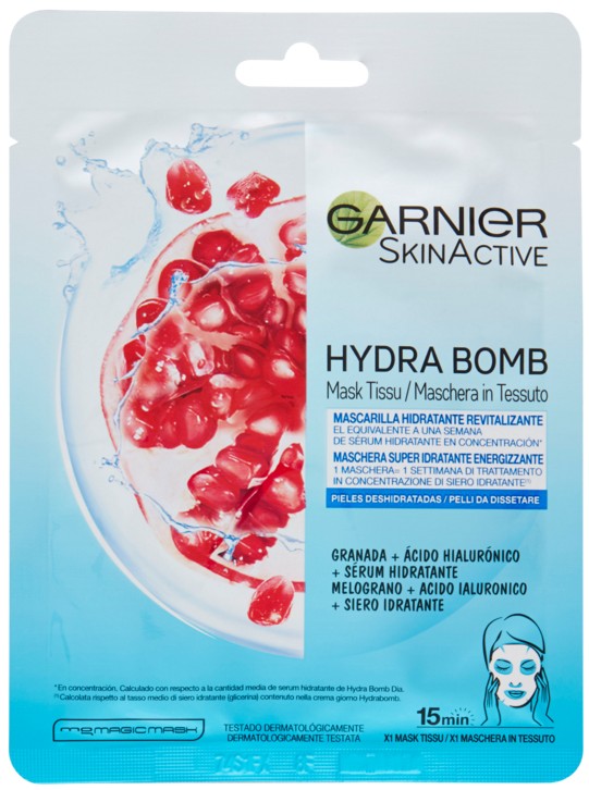 MASCHERA VISO GARNIER TESSUTO BLU HYDRA BOMB      