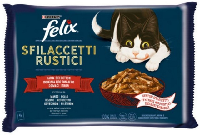 FELIX GATTO SFILACCETTI MANZO POLLO GR.80X4       