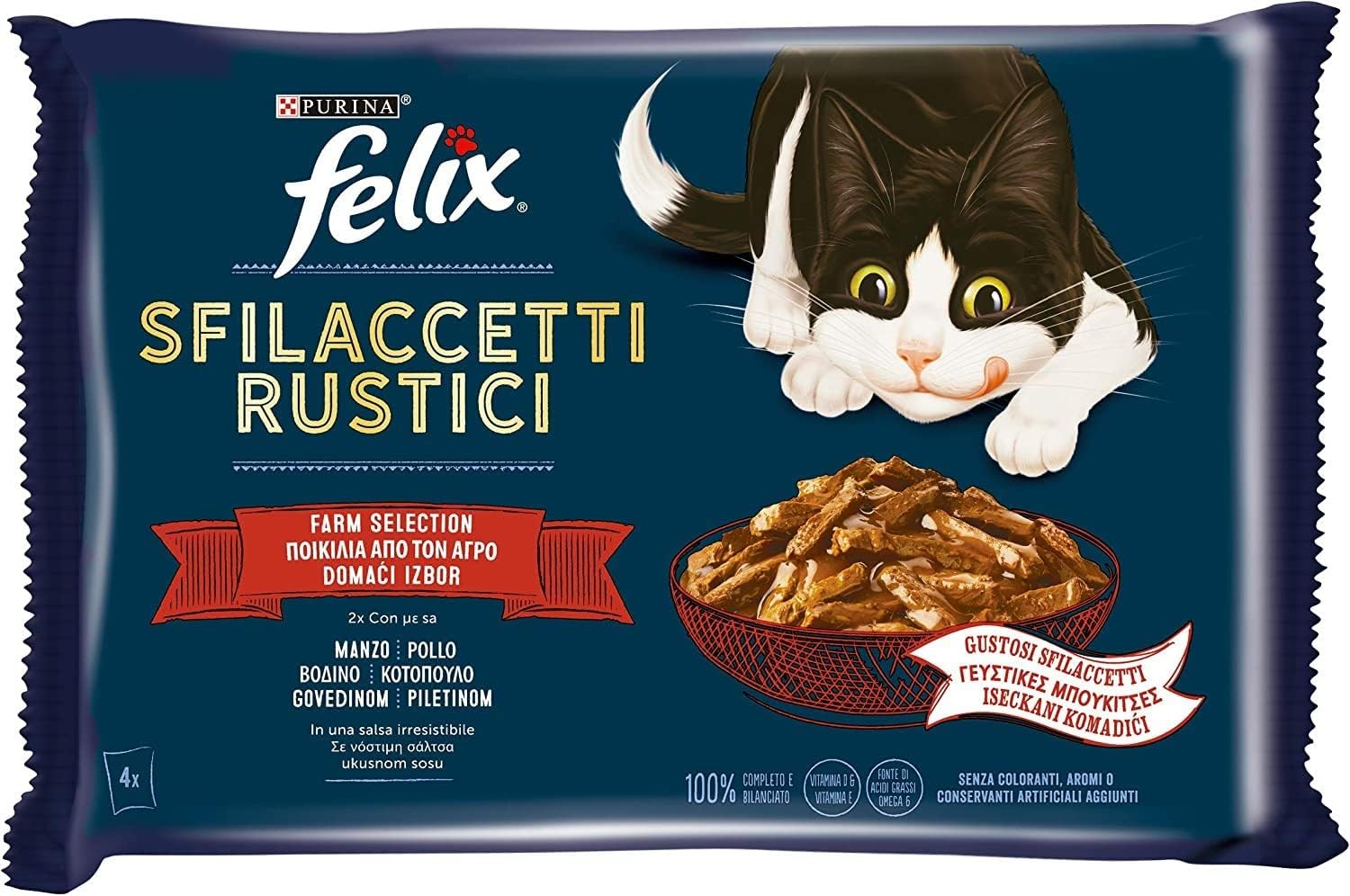 FELIX GATTO SFILACCETTI MANZO POLLO GR.80X4       