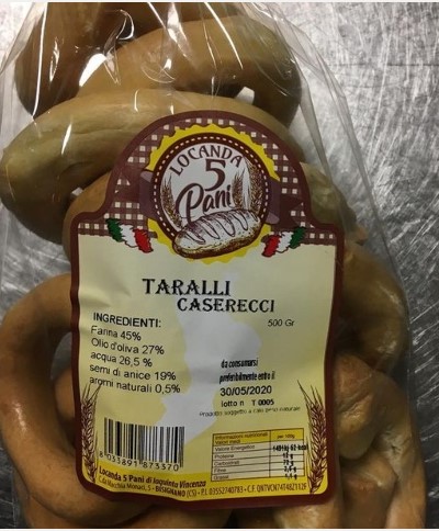 TARALLI CASERECCI INTEGRALI LOCANDA 5 PANI G500   