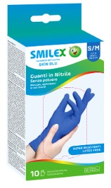 GUANTI SMILEX SKIN BLU PZ.10 S/M NITRILE          