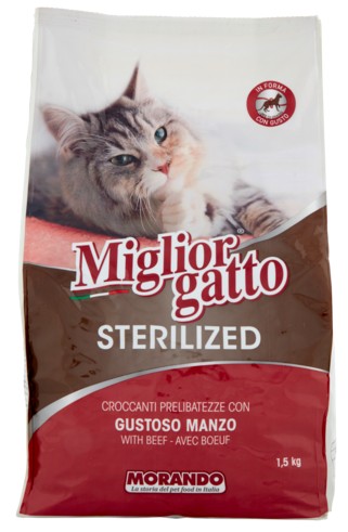 MORANDO GATTO STERILIZZATI CROCCANTINI MANZO KG1,5