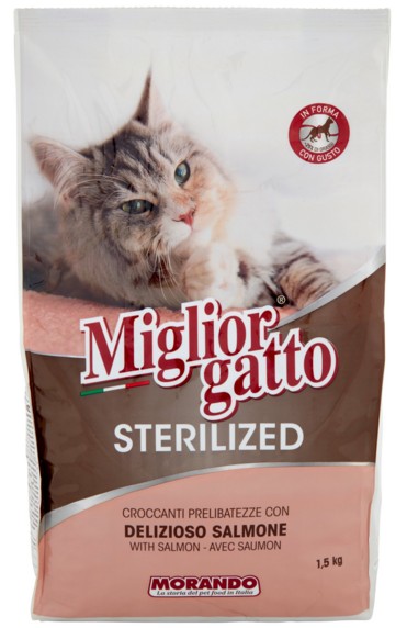 MORANDO GATTO STERILIZZATI CROCC.SALMONE KG1,5    