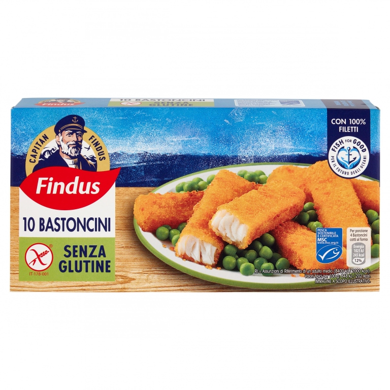 10 BASTONCINI MERLUZZO S/GLUTINE FINDUS G.300     
