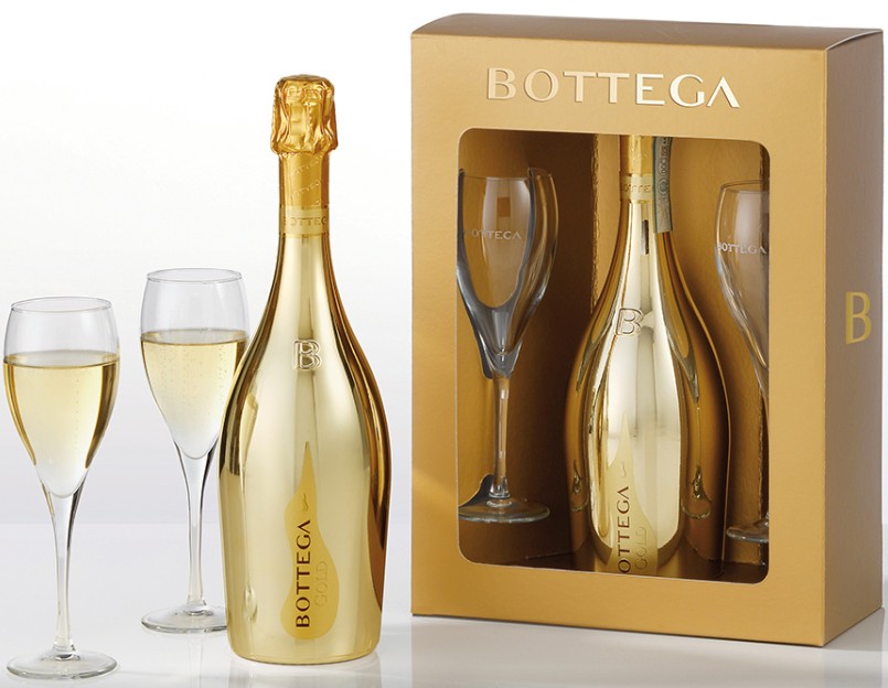 BOTTEGA CONF.GLAMOUR GOLD PROSECCO CL.70+2FLUTES  