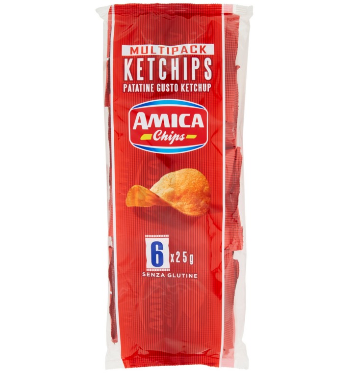 PATATINE AMICA CHIPS MULTIPACK KETCHUP GR.25X6    