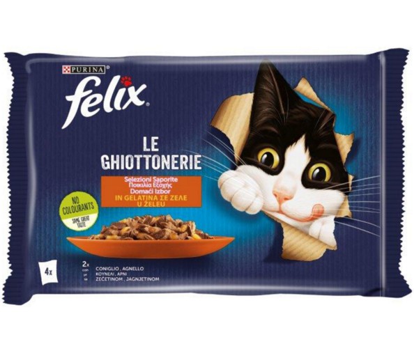 FELIX GATTO GHIOTTONERIE CONIGLIO&AGNELLO GR.85X4 