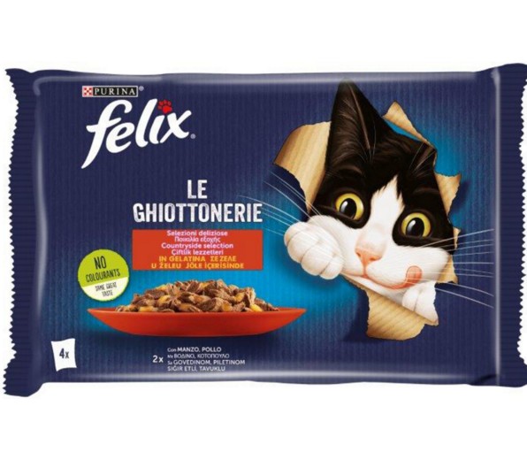 FELIX GATTO GHIOTTONERIE MANZO&POLLO GR.85X4      