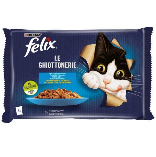 FELIX GATTO GHIOTTONERIE SALMONE&TONNO GR.85X4    