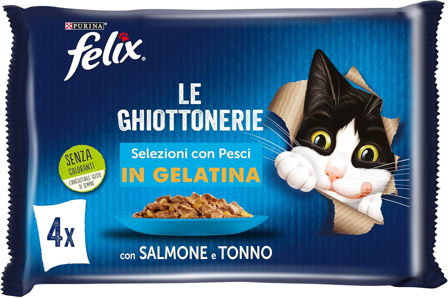 FELIX GATTO GHIOTTONERIE SALMONE&TONNO GR.85X4    
