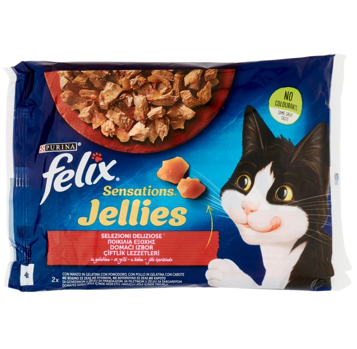 FELIX GATTO SENSATION MANZO&POLLO GR.85X4 GELLIES 