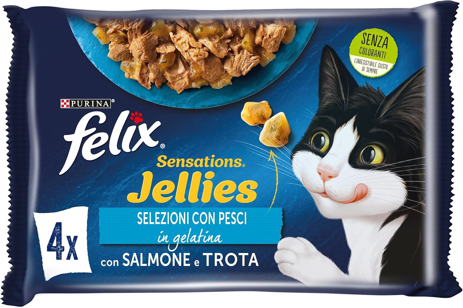 FELIX GATTO SENSATION SALMONE&TROTA GR.85X4 GELLIE