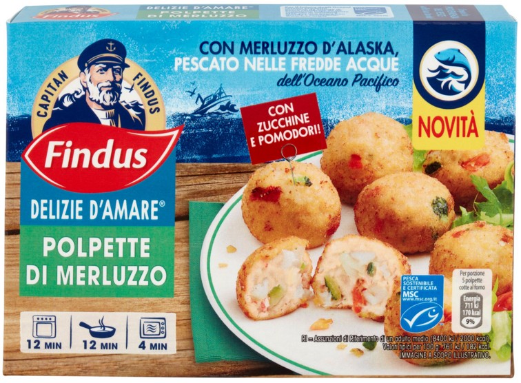 POLPETTE DI MERLUZZO/ZUCC./POMOD.FINDUS G228      