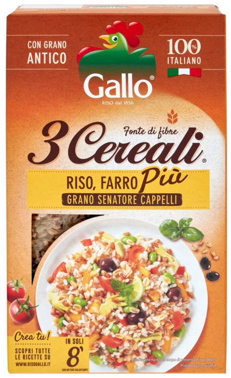 RISO GALLO 3 CEREALI FARRO GRANO GR.800           