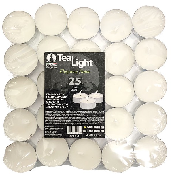 TEA LIGHT 25PZ CANDELE PICCOLE DA TAVOLA          