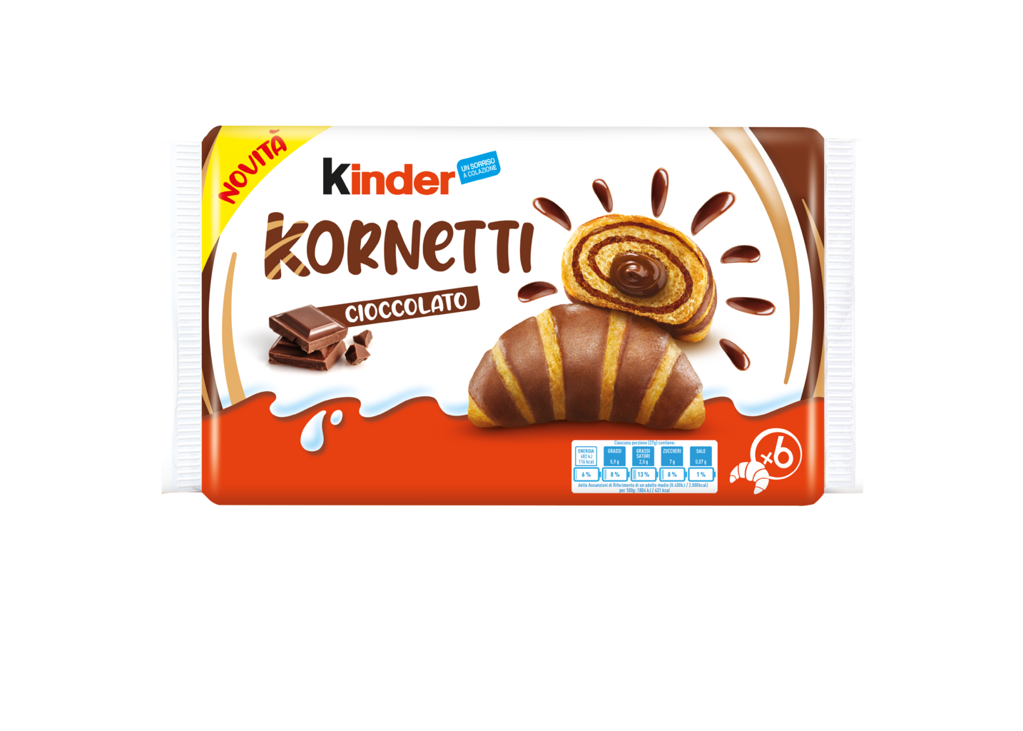 FERRERO KINDER CORNETTI CIOCCOLATO T6 GR.252      