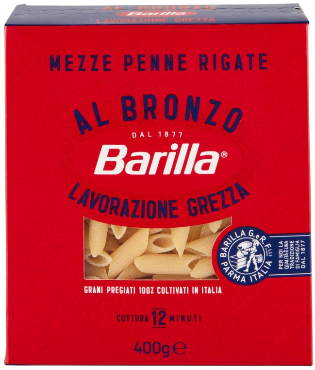 PASTA BARILLA AL BRONZO MEZZE PENNE RIGATE GR.400 