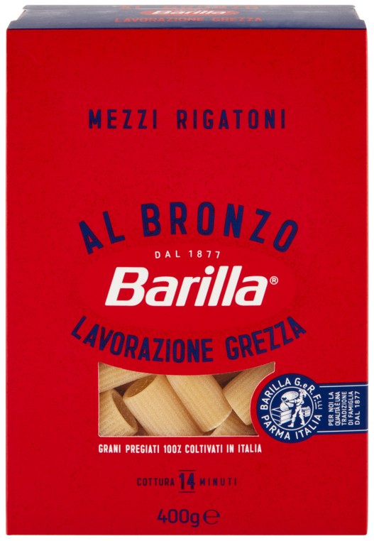 PASTA BARILLA AL BRONZO MEZZI RIGATONI GR.400     