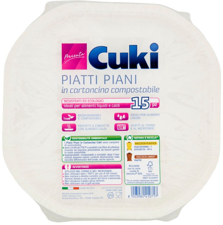 PIATTI CUKI CARTONCINO PIANI PZ.15                