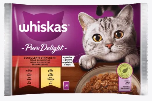 WHISKAS PURE DELIGHT STRACCETTI 85GR.X4 MPK       