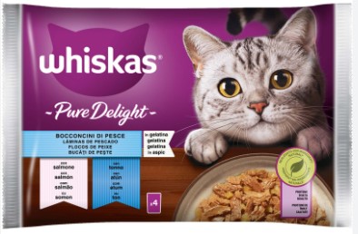 WHISKAS PURE DELIGHT BOCC.PESCE 85GR.X4 MPK       