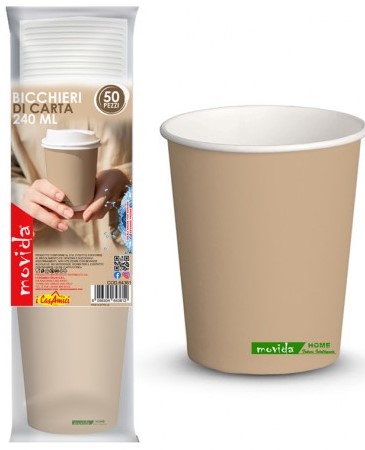 BICCHIERI CARTONCINO MOVIDA CC250 PZ.50 CAPPUCCINO