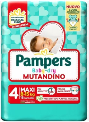 PANN.PAMPERS BABY DRY MUTANDINO N.4 PZ.16 MAXI    