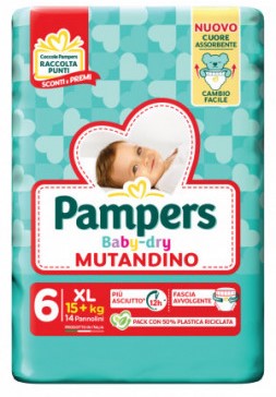 PANN.PAMPERS BABY DRY MUTANDINO N.6 PZ.14 XL      