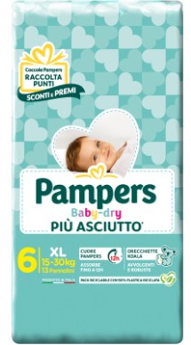 PANN.PAMPERS BABY DRY N.6 PZ.13 KG.15-30 LARGE    