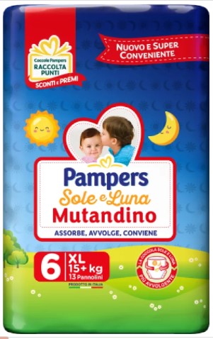 PANN.PAMPERS SOLE&LUNA MUTANDINO N6 XL P.13       