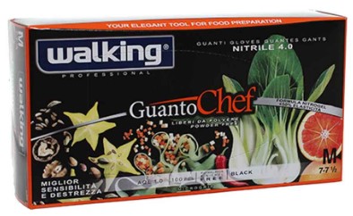 GUANTI CHEF NERO WALKING NITRILE TG.M PZ.100      