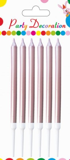 CANDELA METALLIZZATA ROSA ANTICO 13CM.10PZ BLISTER